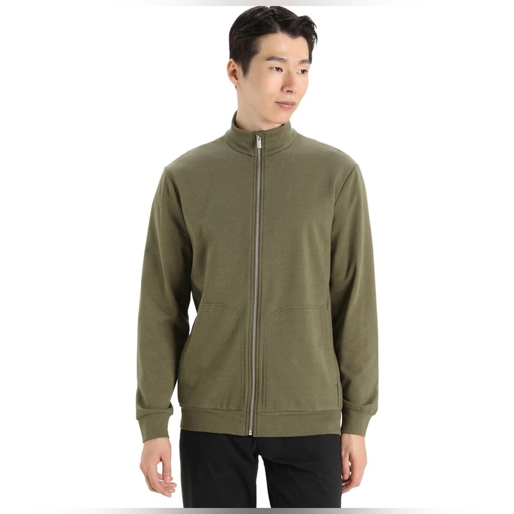 Icebreaker Central II Long Sleeve Zip Sweatshirt Green XL Wool Blend